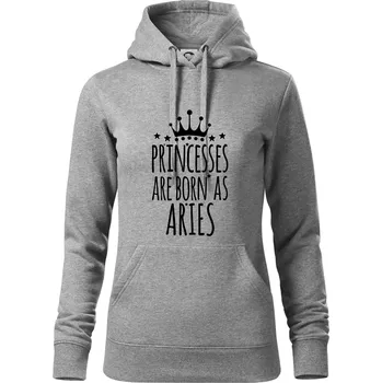 Dámská mikina Princesses are born as Aries - Beran - Mikina dámská Cape s kapucí - 2XL ( Tmavě šedý melír )