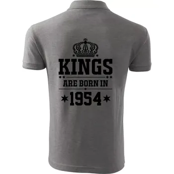 Pánská košile Kings are born in 1954 - Polokošile pánská Pique Polo 203 - 5XL ( Tmavě šedý melír )