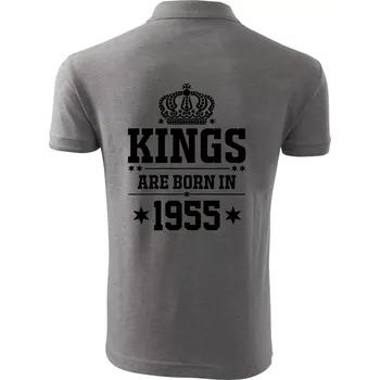 Pánská košile Kings are born in 1955 - Polokošile pánská Pique Polo 203 - 4XL ( Tmavě šedý melír )