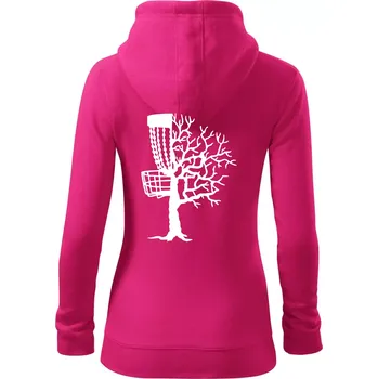 Dámská mikina Disc golf pozor strom - Dámská mikina trendy zipper s kapucí - XL ( Purpurová )