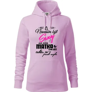 Dámská mikina Nesnáším být sexy matka 4 dětí - Mikina dámská Cape s kapucí - XS ( Orchid )