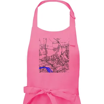 Kuchyňská zástěra Praha 18200 - Mapa s vodními toky - Pánská zástěra na vaření - Univerzální velikost ( Růžová )