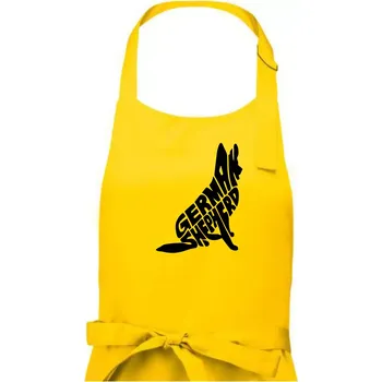 Kuchyňská zástěra Německý ovčák sedící napis - Dámská zástěra na vaření - Univerzální velikost ( Žlutá )