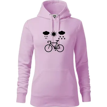 Dámská mikina Cyklista za každého počasí - Mikina dámská Cape s kapucí - S ( Orchid )