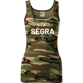 Dámské tričko Velká ségra - nápis na prsou - Dámské Maskáčové tílko - M ( Hnědý maskáč )