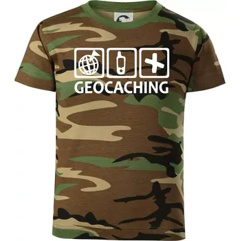 Geocaching ikony - Dětské maskáčové triko - 104-110cm / 3-4 roky ( Hnědý maskáč )
