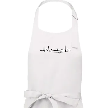 Kuchyňská zástěra Ekg kluzák a letadlo - Dámská zástěra na vaření - Univerzální velikost ( Bílá )