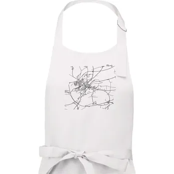 Kuchyňská zástěra Černobílá mapa Cerhovice 267 61 - Dámská zástěra na vaření - Univerzální velikost ( Bílá )