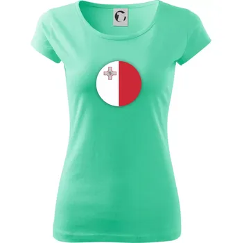 Dámské tričko Vlajka Malta kulatá velká - Dámské triko Pure - S ( Mátová )