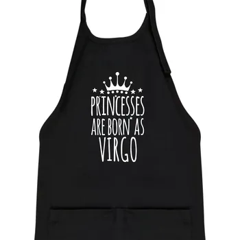 Kuchyňská zástěra Princesses are born as Virgo - Panna - Dětská zástěra na vaření - Univerzální velikost ( Černá )