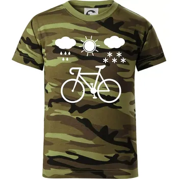 Cyklista za každého počasí - Dětské maskáčové triko - 146 cm/10 let ( Zelený maskáč )