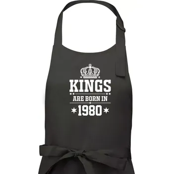 Kuchyňská zástěra Kings are born in 1980 - Pánská zástěra na vaření - Univerzální velikost ( Dřevěné uhlí )