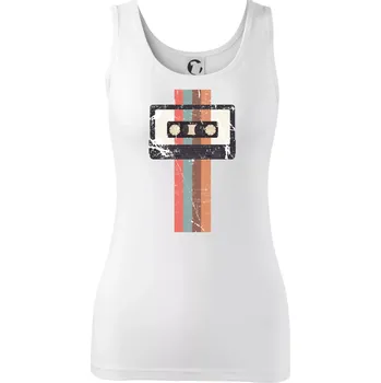 Dámské tričko Retro kazeta - pruhy - Dámské tílko - 2XL ( Bílá )