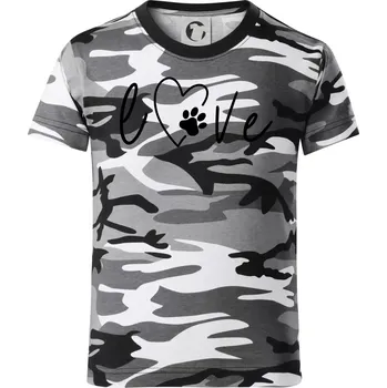 Chlapecké oblečení Love nápis zvíře - Dětské maskáčové triko - 134 cm/8 let ( Šedý maskáč )