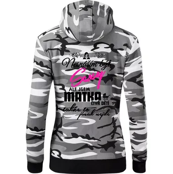 Dámská mikina Nesnáším být sexy matka 4 dětí - Dámská mikina trendy zipper s kapucí - XS ( Šedý maskáč )