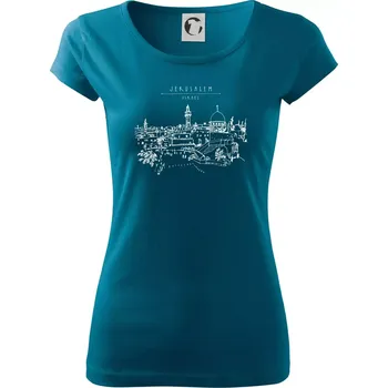 Dámské tričko Kreslený Jeruzalém - Dámské triko Pure - XS ( Petrolejová )