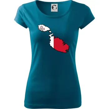 Dámské oblečení Mapa Malta s vlajkou - Dámské triko Pure - 3XL ( Petrolejová )
