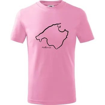 Mallorca - obrys ostrova - Tričko dětské bavlněné - 98 cm / 2 roky ( Růžová )