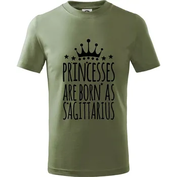 Princesses are born as Sagittarius - Střelec - Tričko dětské bavlněné - 146 cm/10 let ( Khaki )