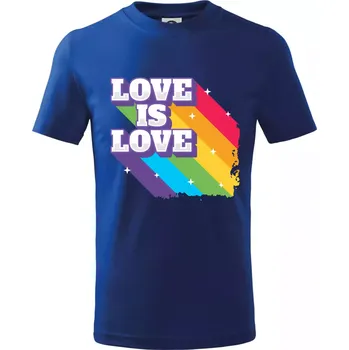 Love is love duha - Tričko dětské bavlněné - 98 cm / 2 roky ( Královská modrá )