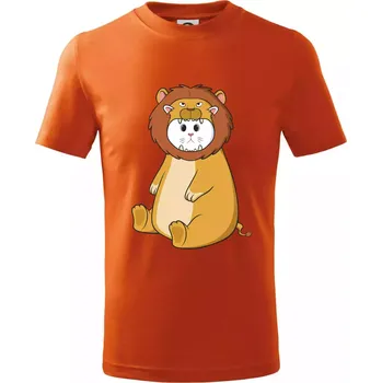 Chlapecké tričko Kočka v převleku lva - Tričko dětské bavlněné - 158 cm/12 let ( Oranžová )