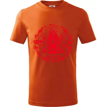 Domov se zajíci folklór - Tričko dětské bavlněné - 98 cm / 2 roky ( Oranžová )