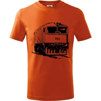 Vlak 753 - Tričko dětské bavlněné - 104-110cm / 3-4 roky ( Oranžová )