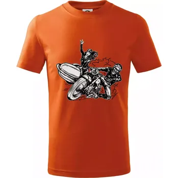 Chlapecké tričko Motorka se sajdkou - Tričko dětské bavlněné - 158 cm/12 let ( Oranžová )