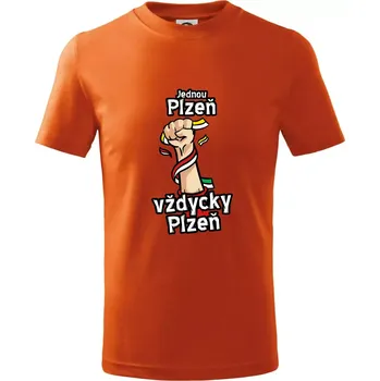 Jednou Plzeň vždycky Plzeň - Tričko dětské bavlněné - 104-110cm / 3-4 roky ( Oranžová )