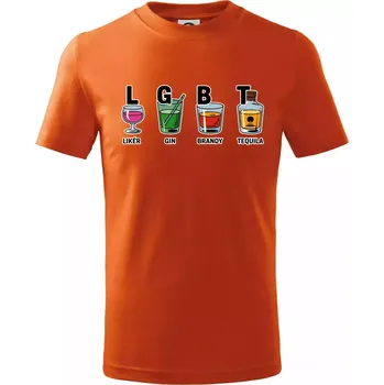 Chlapecké tričko LGBT - Likér, Gin, Brandy, Tequila - Tričko dětské bavlněné - 98 cm / 2 roky ( Oranžová )