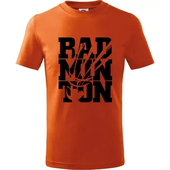 Chlapecké tričko Badminton nápis - Tričko dětské bavlněné - 158 cm/12 let ( Oranžová )