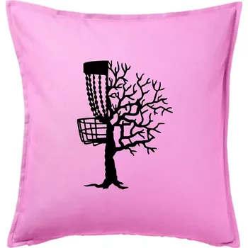 Polštář Disc golf pozor strom - Polštář 50x50 - 50x50 - Pouze potah ( Růžová )