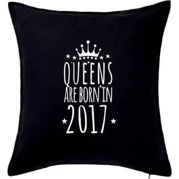 Polštář Queens are born in 2017 - Polštář 50x50 - 50x50 - Pouze potah ( Černá )
