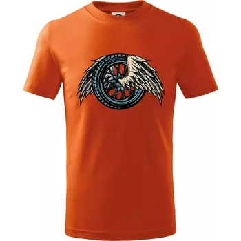 Chlapecké oblečení Moto kolo s křídly - Tričko dětské bavlněné - 134 cm/8 let ( Oranžová )