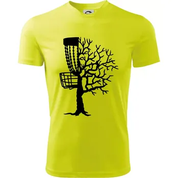 Disc golf pozor strom - Dětské triko sportovní (dresovina) - 146 cm/10 let ( Neonově žlutá )