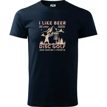 Pánské tričko I like beer and disc golf - Triko extra velké (5-8XL) - 8XL ( Námořní modrá (velmi tmavá - téměř černá) )