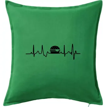 Polštář Ekg hamburger - Polštář 50x50 - 50x50 - Včetně výplně ( Středně zelená )