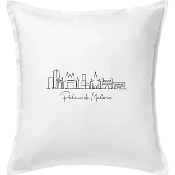 Polštář Mallorca - Siluety památek - Polštář 50x50 - 50x50 - Včetně výplně ( Bílá )