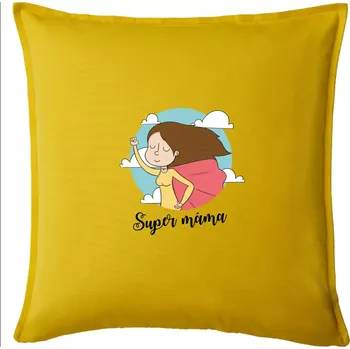 Polštář Kreslený obrázek Super máma - Polštář 50x50 - 50x50 - Pouze potah ( Žlutá )