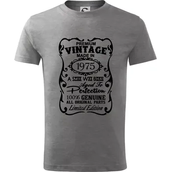 Vintage Etiketa - 1975 - Tričko dětské bavlněné - 98 cm / 2 roky ( Tmavě šedý melír )