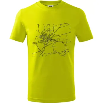 Chlapecké tričko Černobílá mapa Cerhovice 267 61 - Tričko dětské bavlněné - 98 cm / 2 roky ( Limetková )