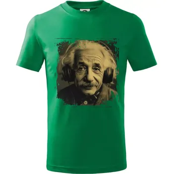 Albert se sluchátky - Tričko dětské bavlněné - 98 cm / 2 roky ( Středně zelená )