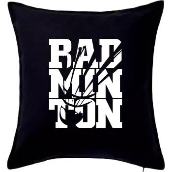 Polštář Badminton nápis - Polštář 50x50 - 50x50 - Pouze potah ( Černá )