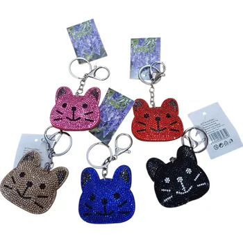 Přívěšek na klíče, hlava kočky v pěti barvách, Barvy: Růžová