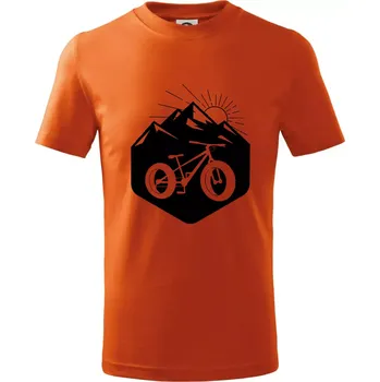 Chlapecké tričko Fatbike hory - Tričko dětské bavlněné - 146 cm/10 let ( Oranžová )