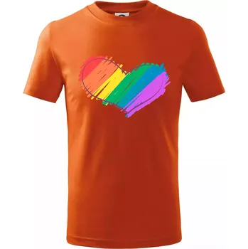 Chlapecké tričko Srdce čmárané - Tričko dětské bavlněné - 122 cm/6 let ( Oranžová )