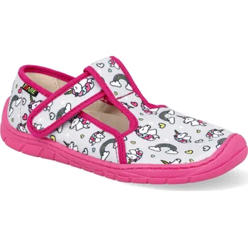 Dívčí bačkory Barefoot dětské přezůvky Fare Bare - 5202453 + 5102453 jednorožec Velikost: 24