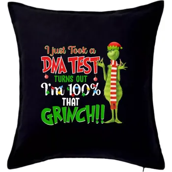 Polštář DNA test Grinch - Polštář 50x50 - 50x50 - Pouze potah ( Černá )