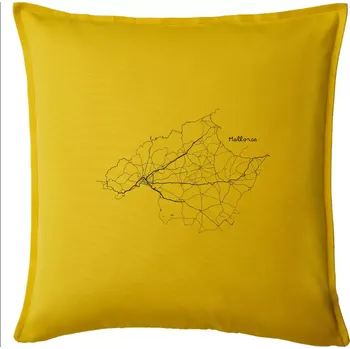 Polštář Mallorca - silniční mapa - Polštář 50x50 - 50x50 - Pouze potah ( Žlutá )