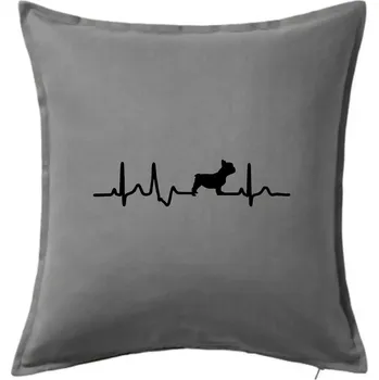 Polštář EKG Francouzský buldoček z boku - Polštář 50x50 - 50x50 - Pouze potah ( Tmavě šedý melír )